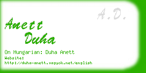 anett duha business card